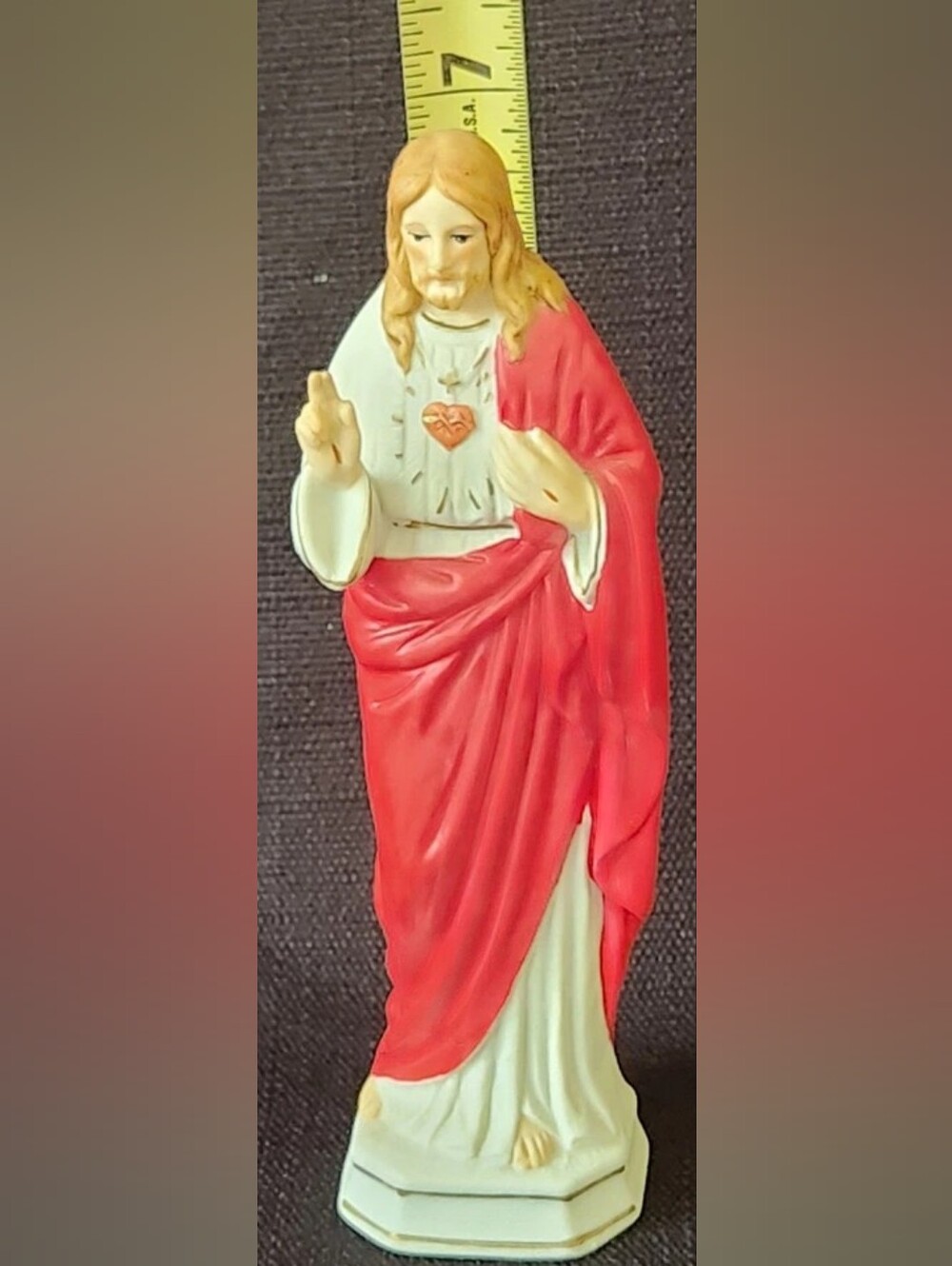 Vintage Roman Inc. Sacred Heart of Jesus 7" Statue Ceramic Figurine Japan - Picture 11 of 11